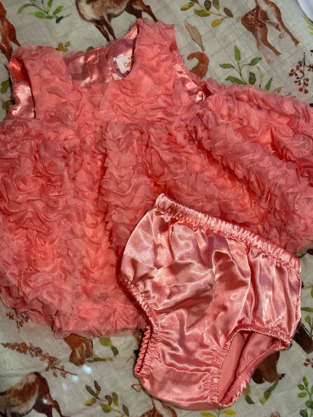 Cat and jack Coral Pink Rosette Satin Dress
